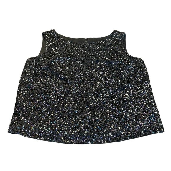 Vintage 60’s Gene Shelly Black Sequined Beaded Silk Blend Sleeveless Top Size 14 - Picture 5 of 10